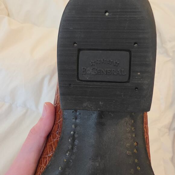 El General Brown Croc/Ostrich Print Leather Cowboy Boots Mens 11 Mex 30 Western